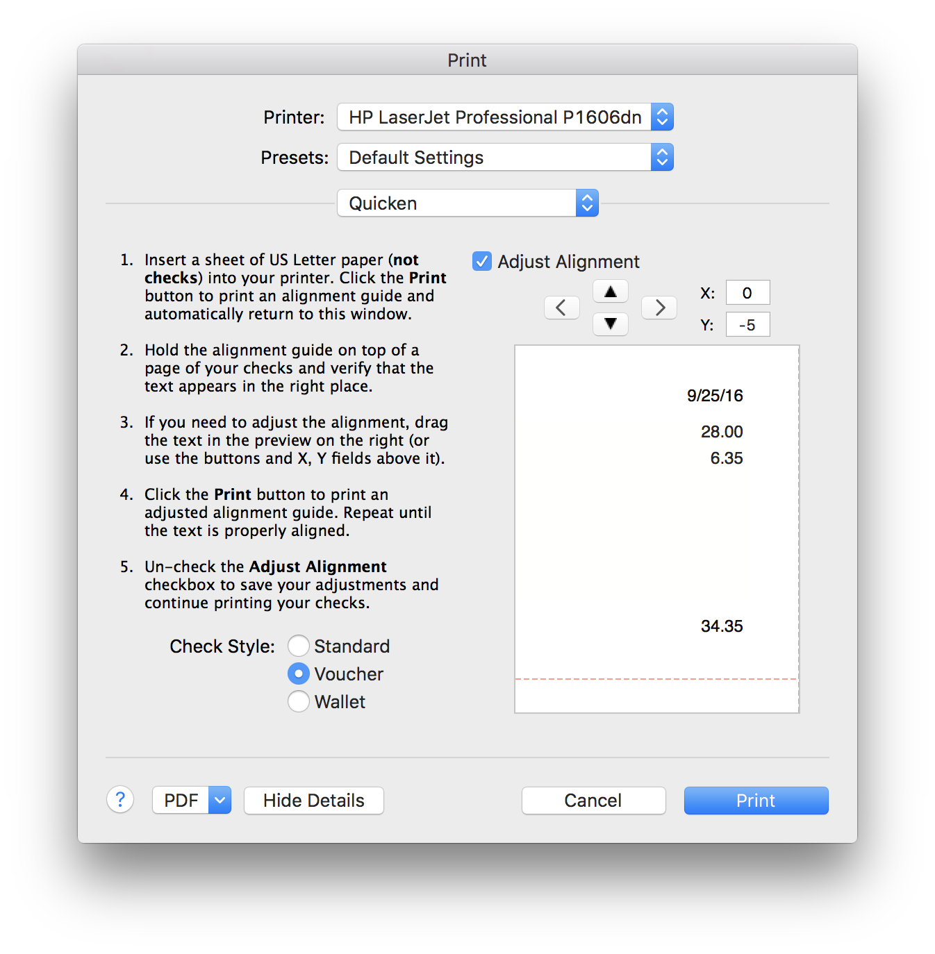 can you print checks with quicken for mac?